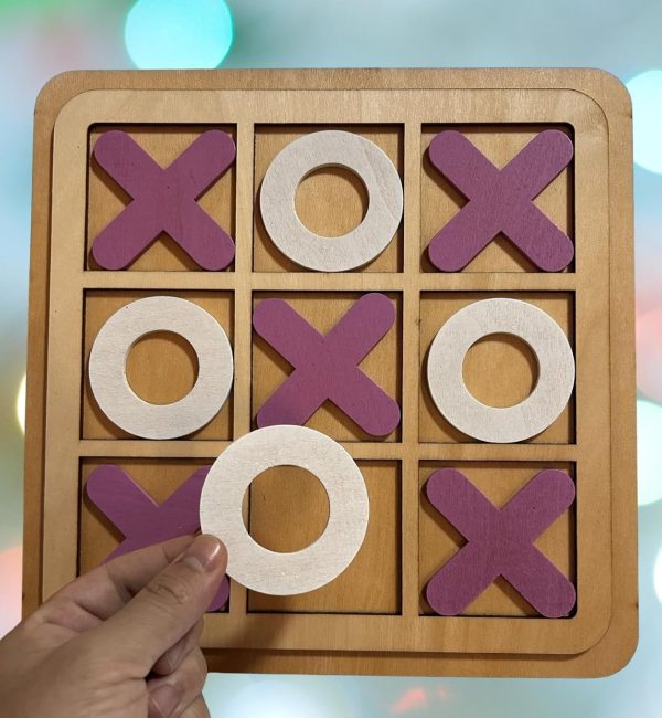 Wooden Tic-Tac-Toe Board Game – Classic XO Strategy Game for Kids & Adults